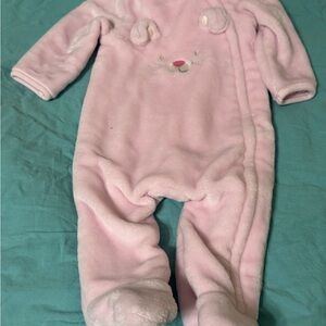 Absorba Soft Pink Thick Bunny Footie